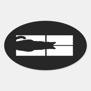 Window Cat Click to Customise Colour Decor Oval Sticker