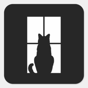 Window Cat Click to Customise Colour Decor Square Sticker
