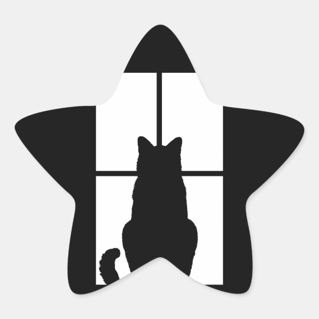 Window Cat Click to Customise Colour Decor Star Sticker (Front)