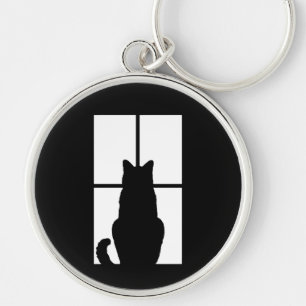 Window Cat Click to Customize Color Background Key Ring