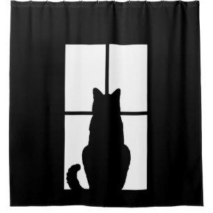 Window Cat Click to Select Your Colour Background Shower Curtain