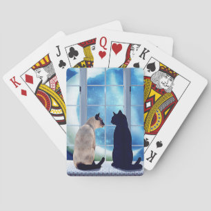 Window Cats Playing Cards