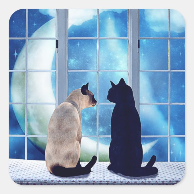 Window Cats Square Sticker (Front)