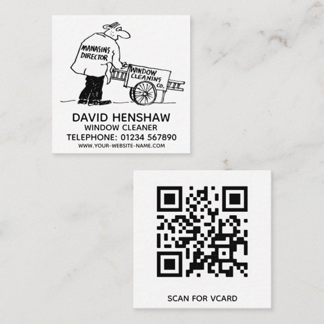 Window Cleaner or Window Cleaning Square Business Card (Front/Back)
