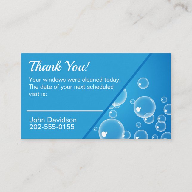 Window Cleaner Thank You Next Visit Business Card (Front)