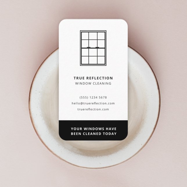 Window Cleaner Windows Cleaned Today Modern Black Business Card (Creator Uploaded)