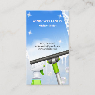 Window Cleaners   Cleaning Service Squeegee Business Card