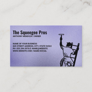Window Cleaners Guy on Ladder with Squeegee Business Card
