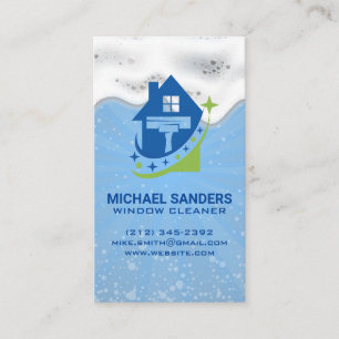 Window Cleaners House Squeegee Soap Business Card
