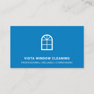 Window Cleaning Arched Window Modern Blue Business Card