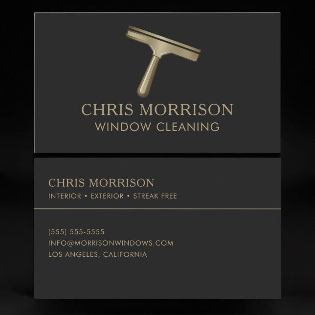 Window Cleaning Black Gold Business Card (Creator Uploaded)