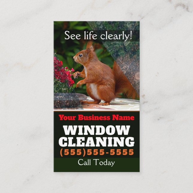 WINDOW CLEANING Business customisable advertising Business Card (Front)
