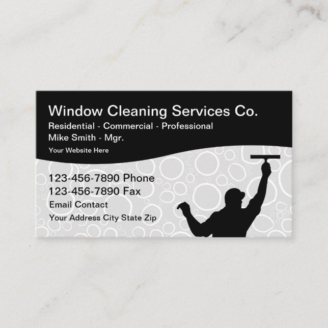Window Cleaning Professional Services Business Card (Front)