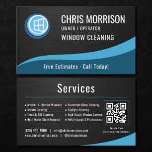 Window Cleaning QR Code Metallic Business Card