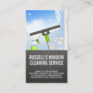Window Cleaning Service   Squeegee and Soap Business Card