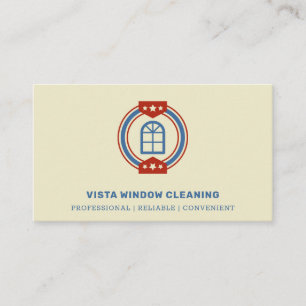Window Cleaning Vintage Blue & Red Business Card