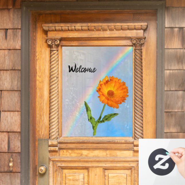 Window Cling - Rainbow and Flower (Home Door)