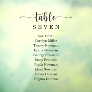 Window Cling Rustic Wedding Seating Chart Sign