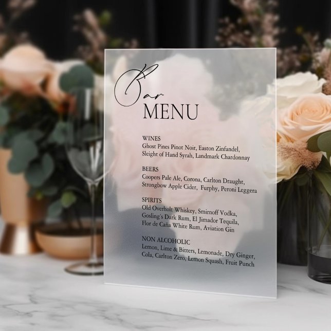 Window Cling Wedding Bar Menu Sign (Creator Uploaded)