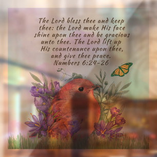 Window cling with bible verse and nature artwork