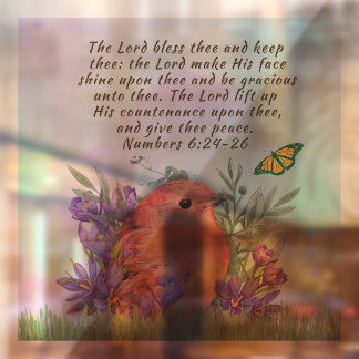 Window cling with bible verse and nature artwork