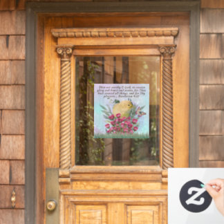 Window cling with bible verse and nature scene