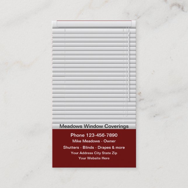 Window Coverings And Blinds Modern Business Card (Front)