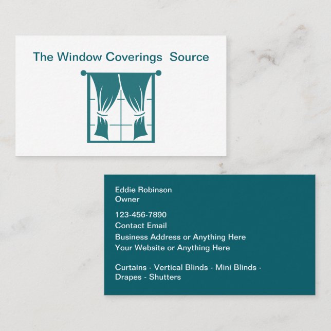 Window Coverings And Blinds Store Business Card (Front/Back)