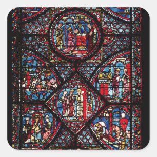 Window depicting scenes square sticker