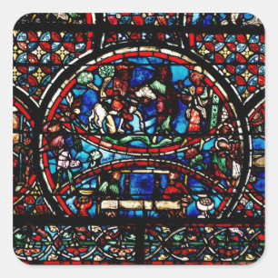 Window depicting the Good Samaritan Square Sticker