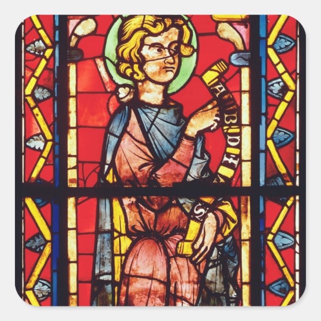 Window depicting the prophet Obadiah, c.1270-75 Square Sticker (Front)