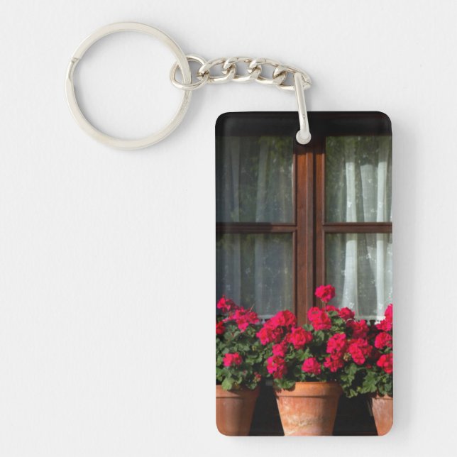 Window flower pots in village key ring (Front)