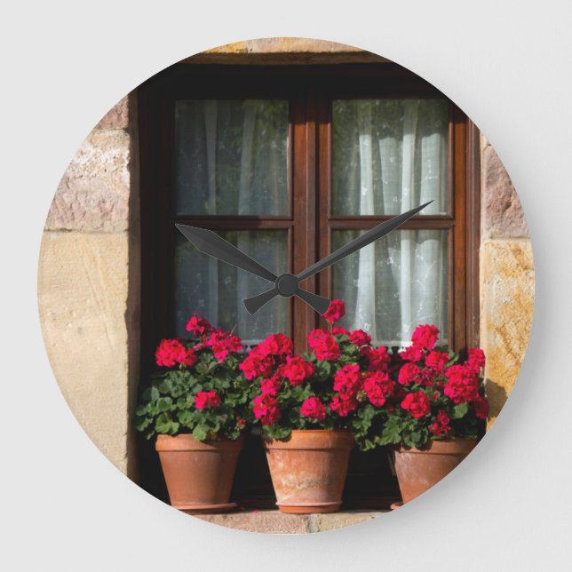 Window flower pots in village large clock (Front)