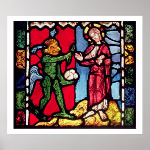 Window from Troyes Cathedral showing the Temptatio Poster