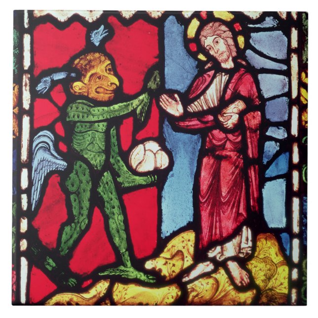 Window from Troyes Cathedral showing the Temptatio Tile (Front)