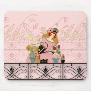 WINDOW GARDEN, ART DECO LADY: PEACHY PINK MOUSE MAT