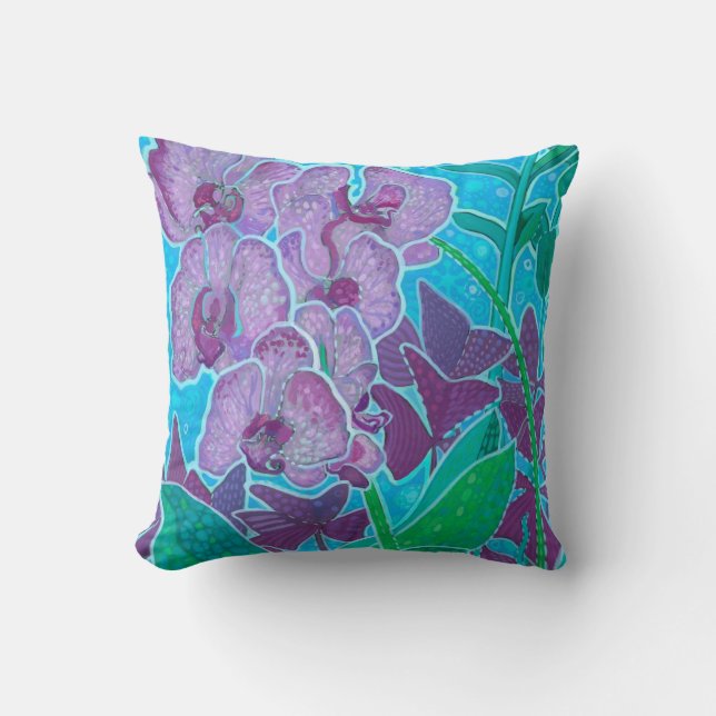 Window Garden Orchid Flowers Floral Botanical Art Cushion (Front)