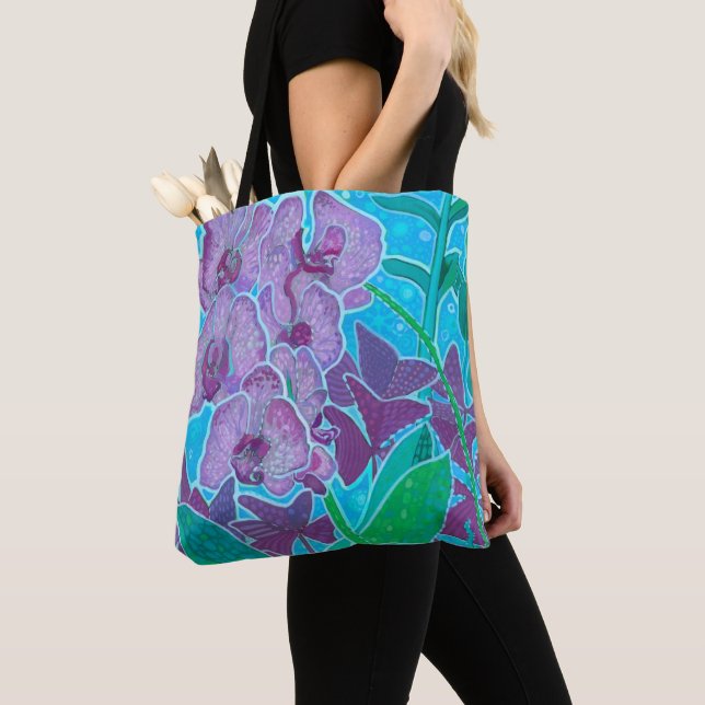 Window Garden Orchid Flowers Floral Botanical Art Tote Bag (Close Up)