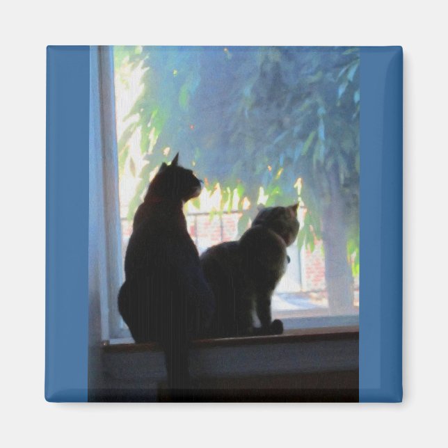 Window Gazing Kitties Magnet (Front)