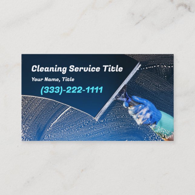 Window Glass Cleaning Service Blue  Business Card (Front)