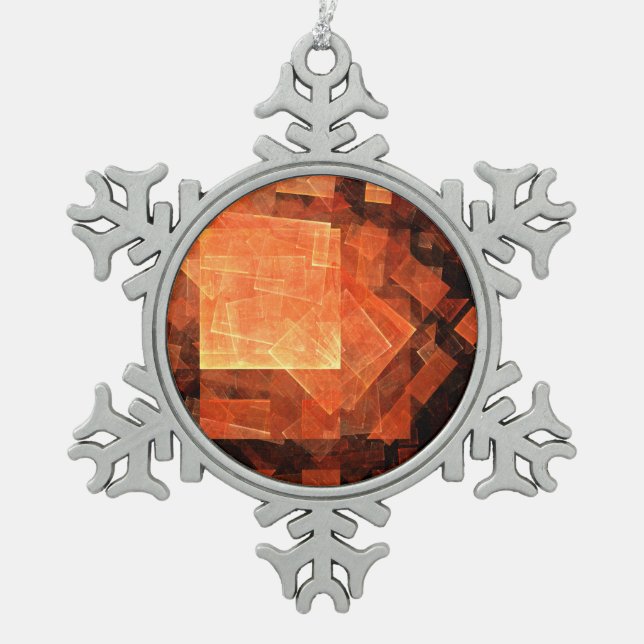 Window Light Abstract Art Snowflake Pewter Christmas Ornament (Front)