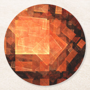 Window Light Modern Geometric Squares Abstract Art Round Paper Coaster