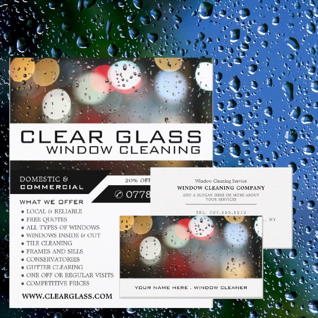 Window Lights, Window Cleaner, Cleaning Service Business Card (Creator Uploaded)
