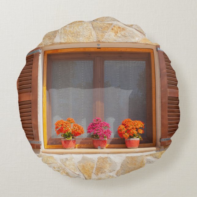 Window of a spanish Finca Round Cushion (Back)