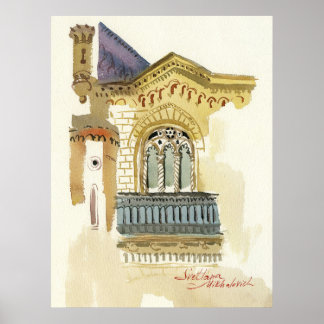 Window of Odesa Philharmonic Theatre Poster