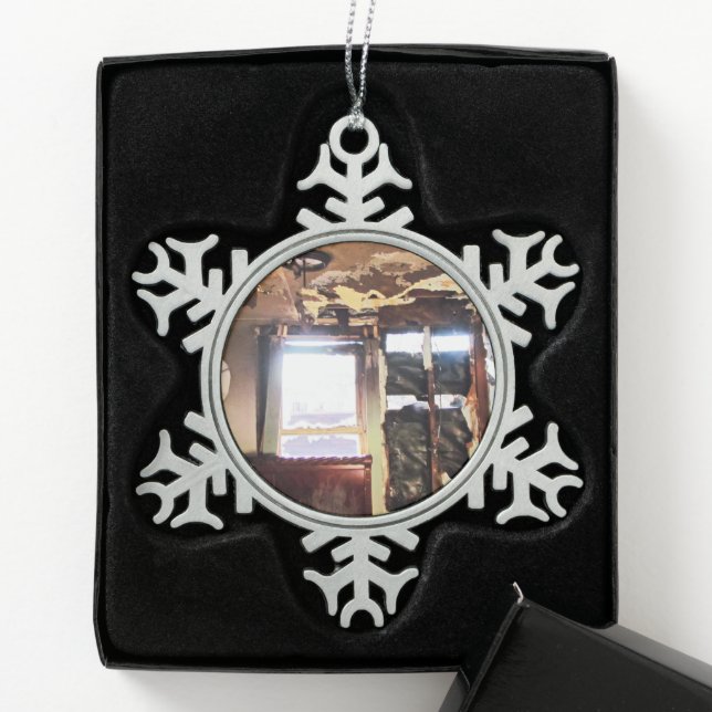 Window of Poverty Snowflake Pewter Christmas Ornament (Box)