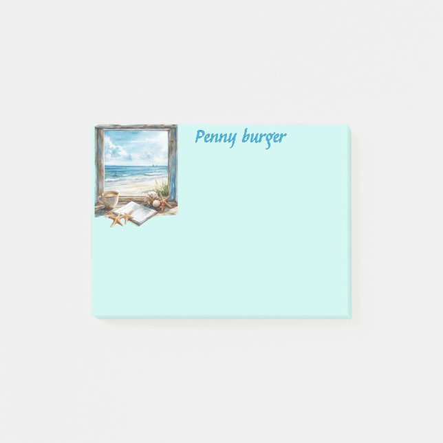 Window on the beach post it note personalise light (Front)