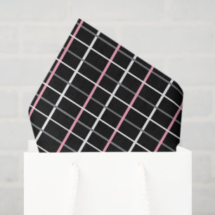 Window Pane Print in Black and White with Pink Tissue Paper