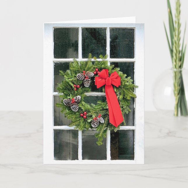 Window Panes - Christmas Wreath Holiday Card (Front)