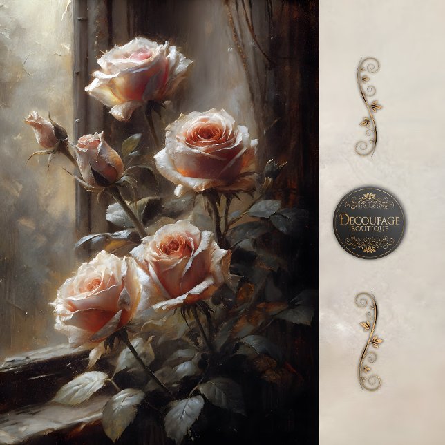Window Roses in Blush Decoupage Tissue Paper (Window Roses in Blush Decoupage Tissue Paper)